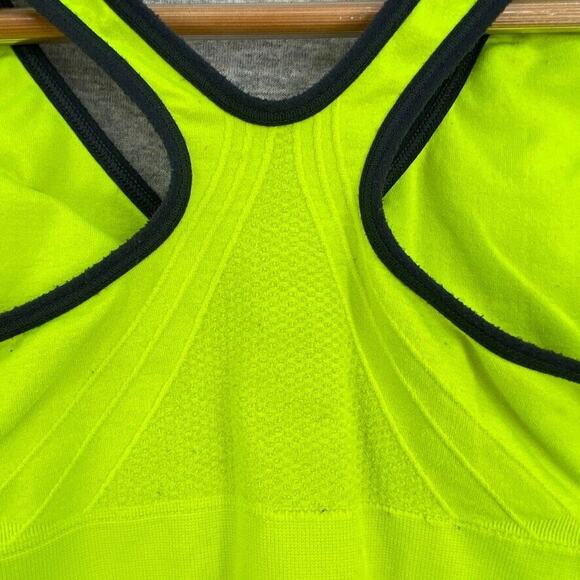 Danskin Sports Bra Womens Extra Small Lime Yellow Black Trim Front Zip RacerBack - Picture 4 of 10